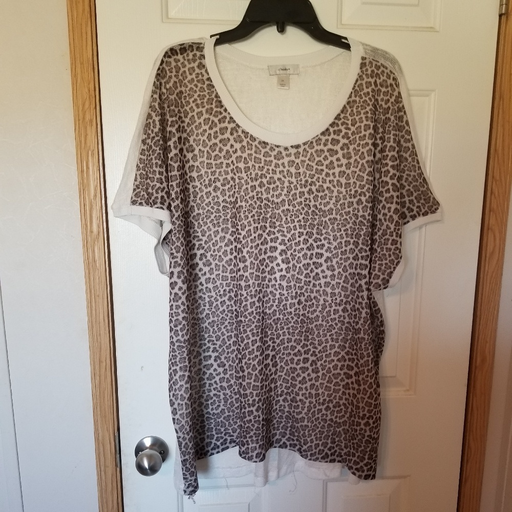 CJ Banks short sleeve leopard burnout sweater 2X